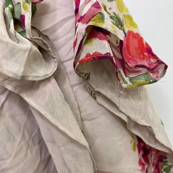 Zara L Sheer Pants Wide Leg Pink Flowers Floral Palazzo Nude Blogger Favorite - Picture 11 of 16